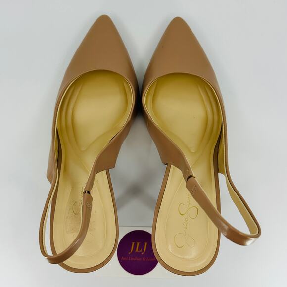Jessica Simpson Womens Lallita Nude Pointed Toe Slingback Pump Heels Size 8 - Picture 10 of 12